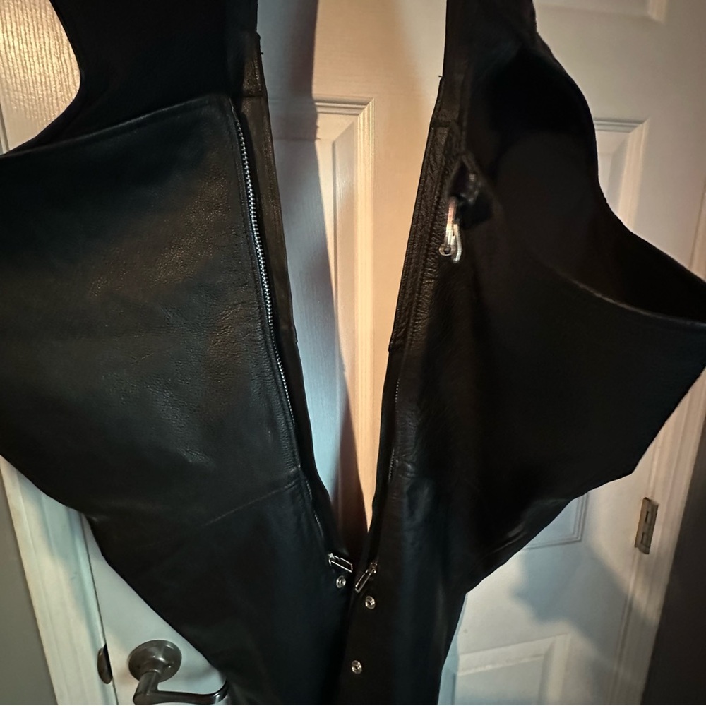 Black Leather Men’s Chaps cruiser motorcycle
